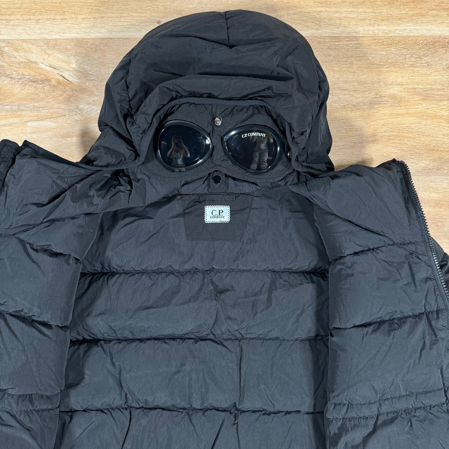 CP Company Chrome-R Goggle Down Jacket in Black