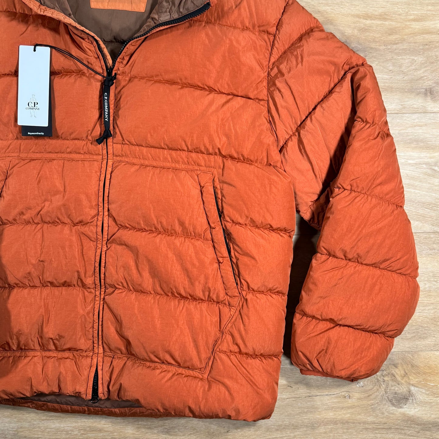 CP Company Chrome-R Goggle Down Jacket in Bombay Brown