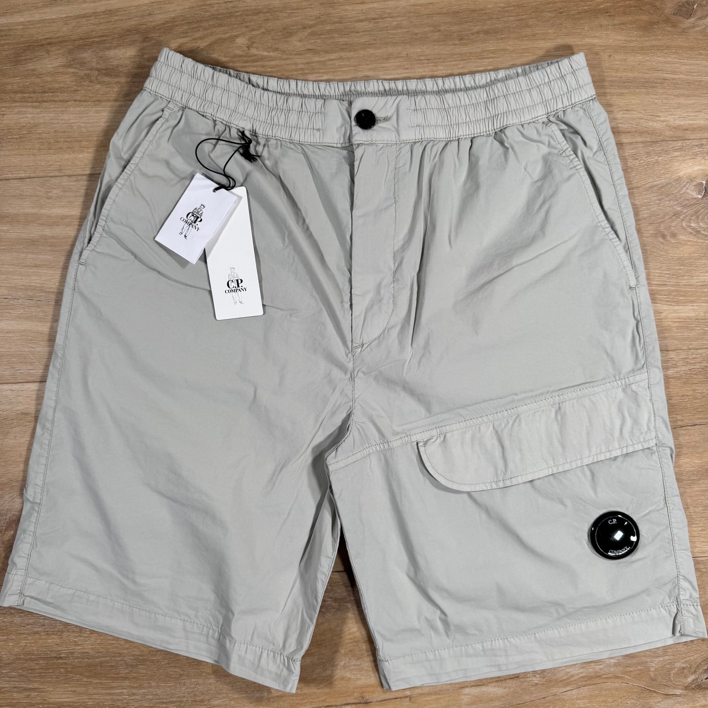 CP Company 50 Fili Stretch Cargo Shorts in Blue Fox - Grey