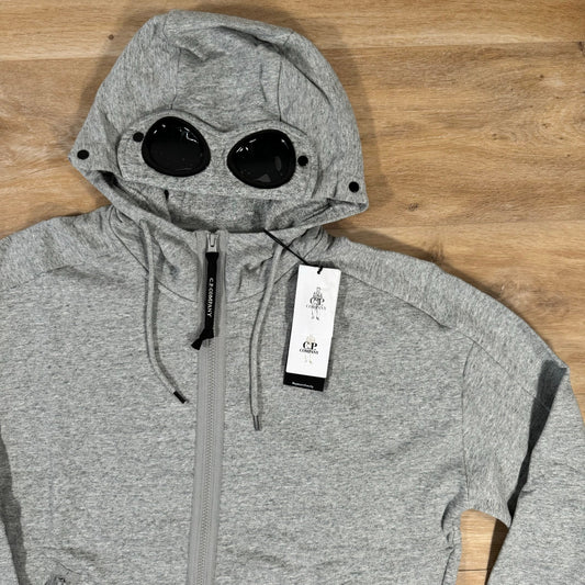 CP Company Diagonal Raised Zipped Goggle Hoodie in Grey