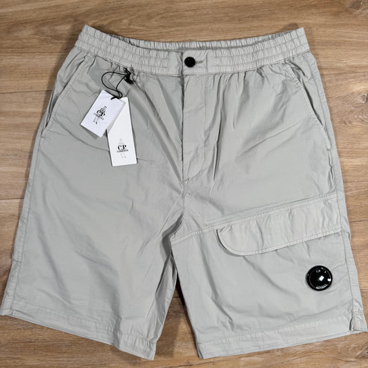 CP Company 50 Fili Stretch Cargo Shorts in Blue Fox - Grey