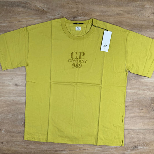 CP Company 20/1 Jersey Boxy Logo T-Shirt in Cress Green - Yellow